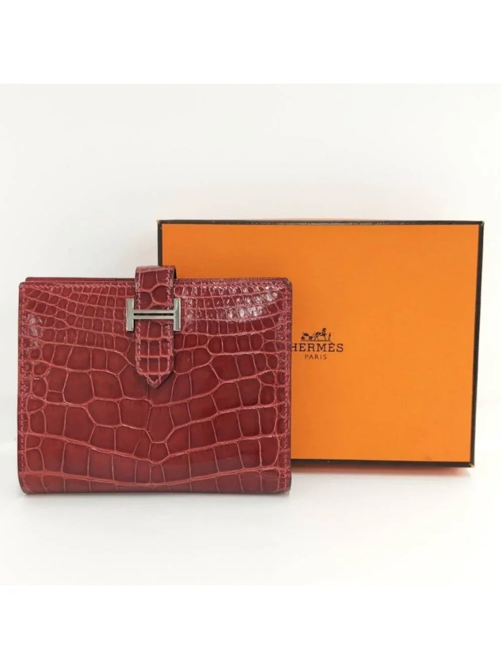 Hermes Bearn Compact Wallet Rougexsilver